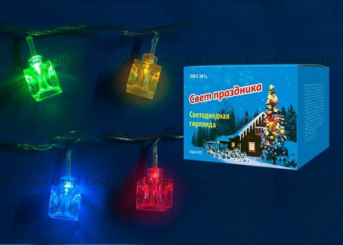 ULD-S0280-020/DTA MULTI IP20 CUBES Гирлянда светодиодная «Кубики» с контроллером, 20 светодиодов, 2,8 м, разноцветная, IP20, провод прозрачный.