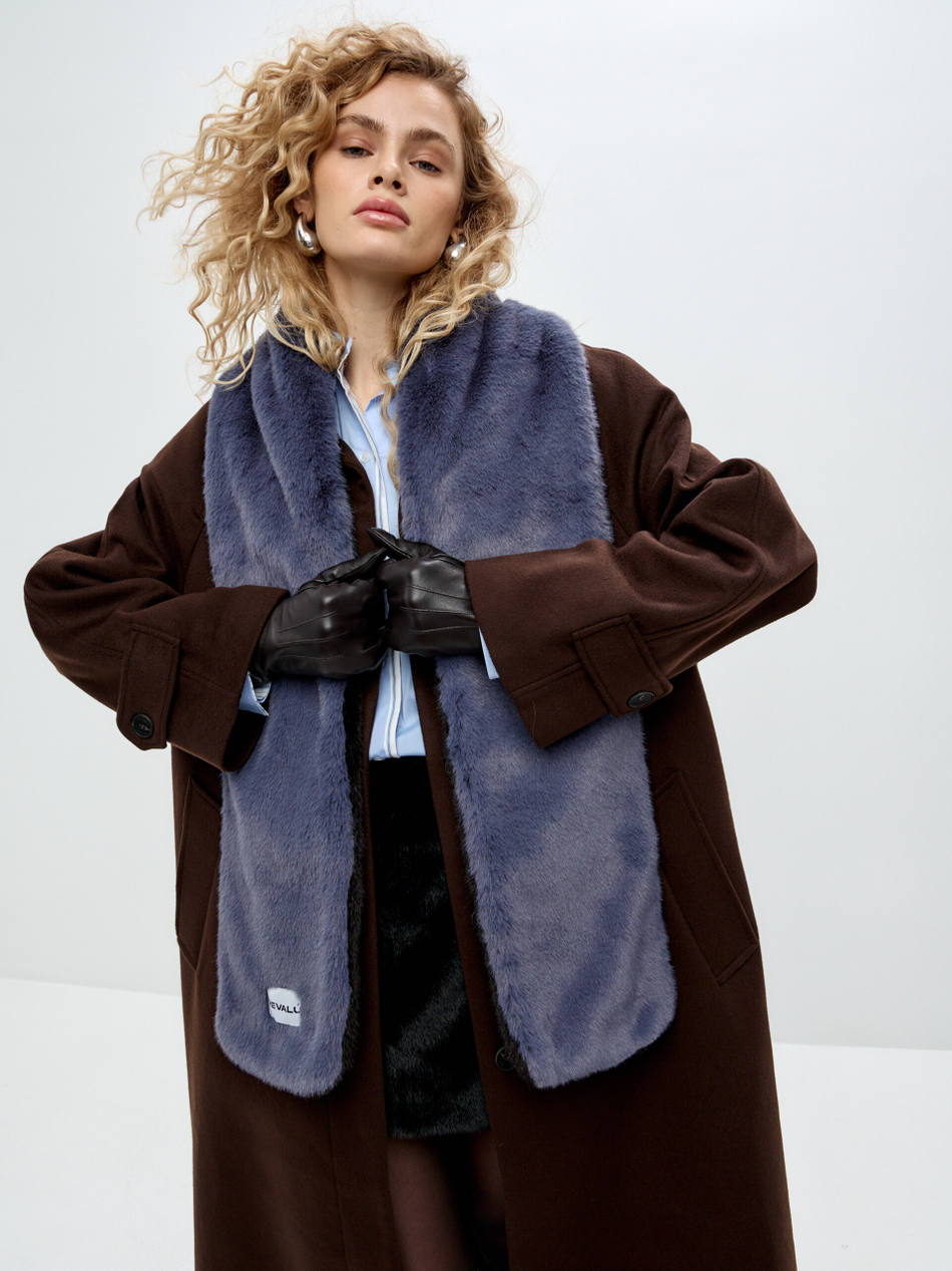 Шарф двухсторонний, черный и голубой