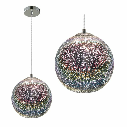 DLC-G431 E27 CHROME Светильник декоративный подвесной ТМ Fametto, серия Galassia. Без лампы. Материал металл, стекло; цвет хром. d-260 мм, h-1210м