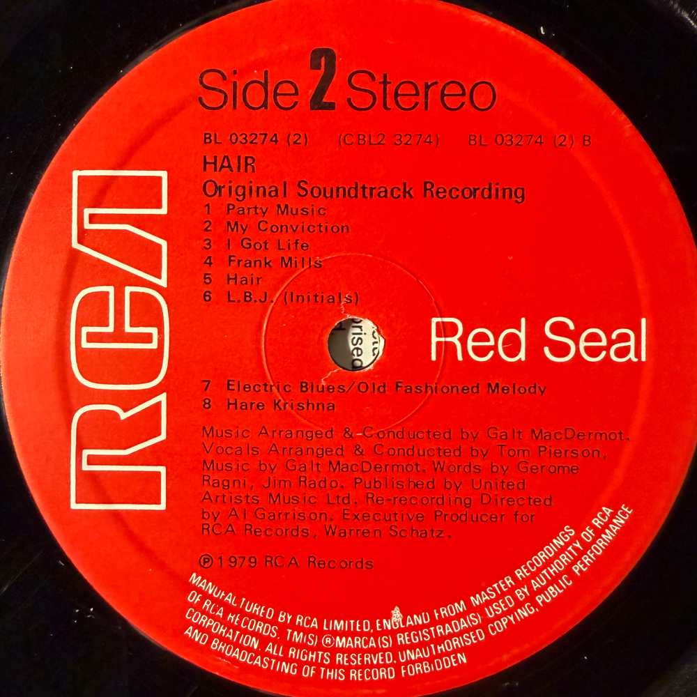 Hair - Original Soundtrack Recording 2LP (Англия 1979г.) Т