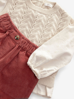 Блуза и брюки в комплекте для девочки Next N79-937, Молочный, Кирпичный
