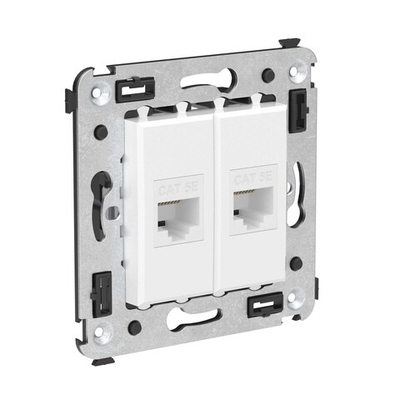 Компьютерная розетка RJ-45 без шторки в стену, кат.5е двойная, "Avanti", "Белое облако"