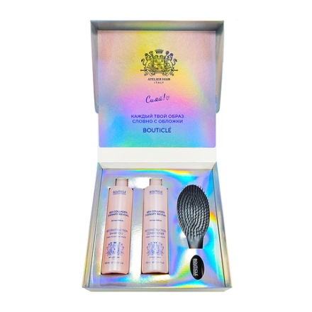 Набор Восстановление волос с системой Anti Age (шампунь 300 мл + кондиционер 300 мл + массажная щетка) AH Sea Collagen Therapy Revival