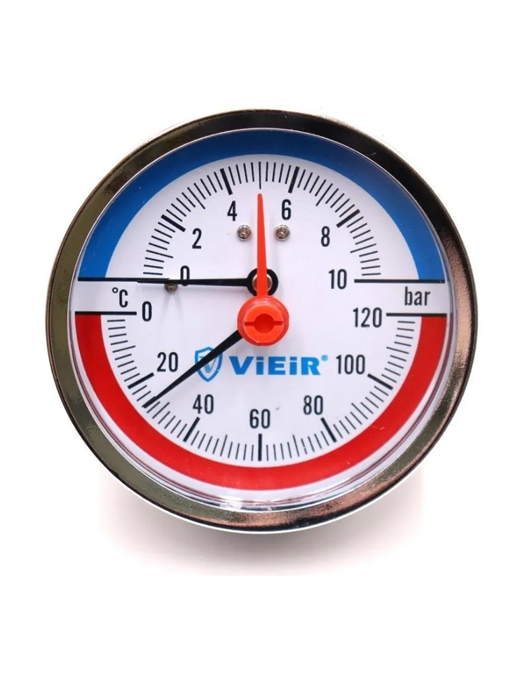 Термоманометр 1/2", горизонтальный 80 мм/10 бар ViEiR