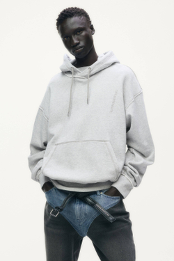 H&M - Glenn Martens Толстовка с капюшоном и вышивкой, светло-серый