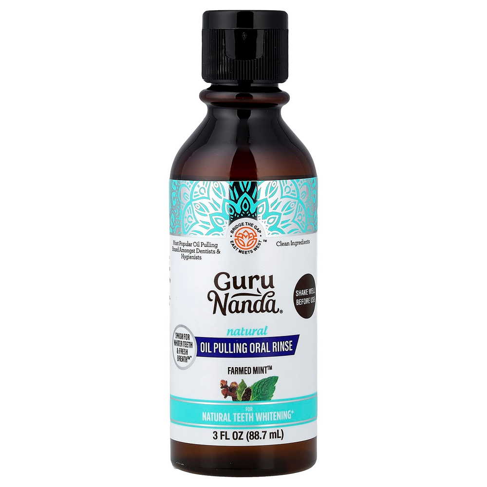 GuruNanda, ополаскиватель для полости рта с натуральным вкусом масла, Farmed Mint™, 88,7 мл (3 жидк. унции)