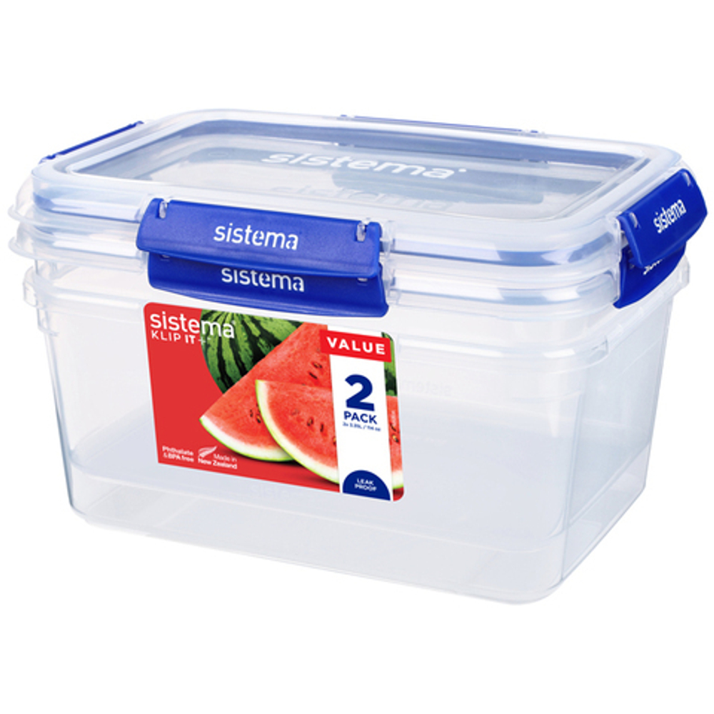 Набор контейнеров 2шт 3.35л Sistema Klip It+ синий