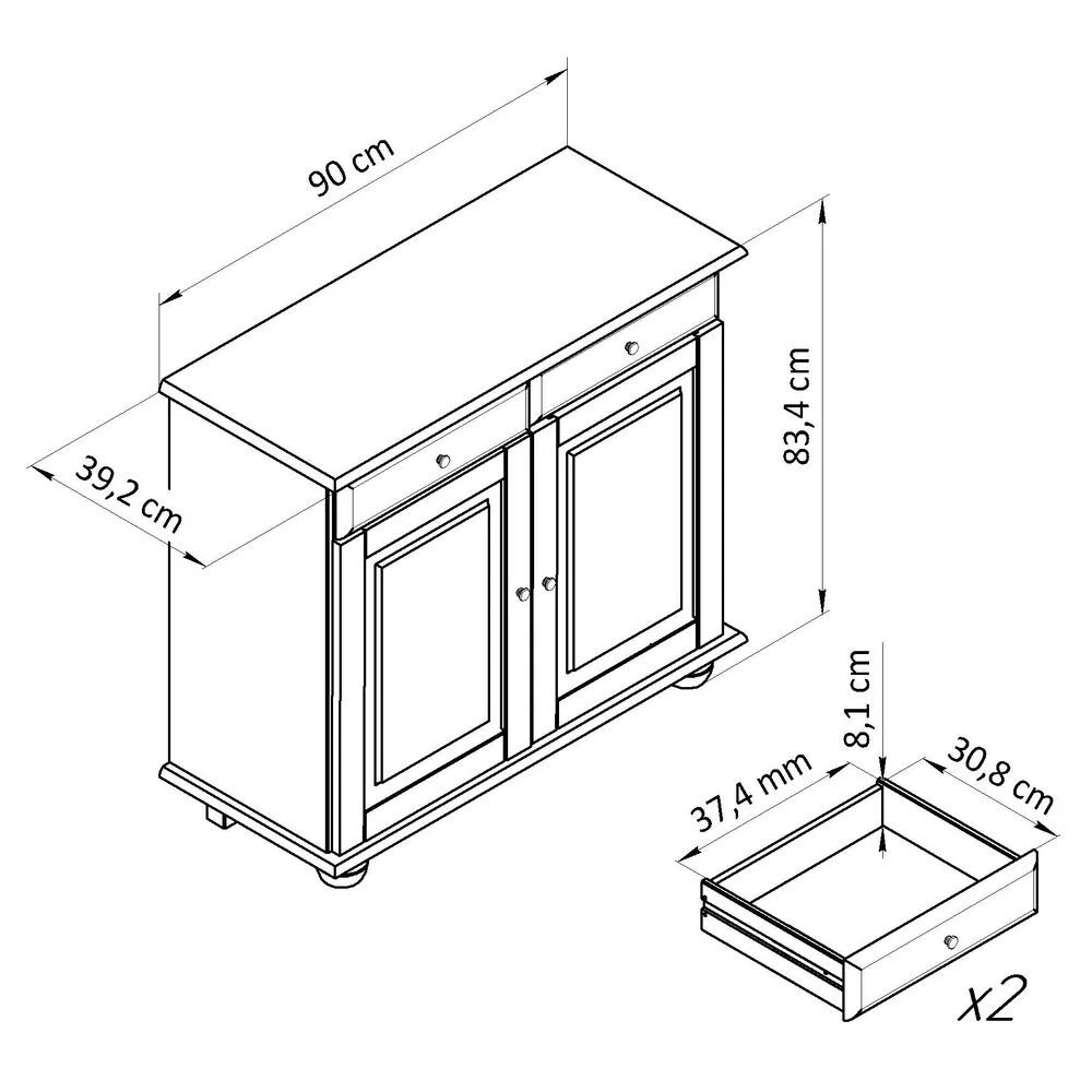 Тумба Лена напольная двухдверная 2 ящ, эвкалипт