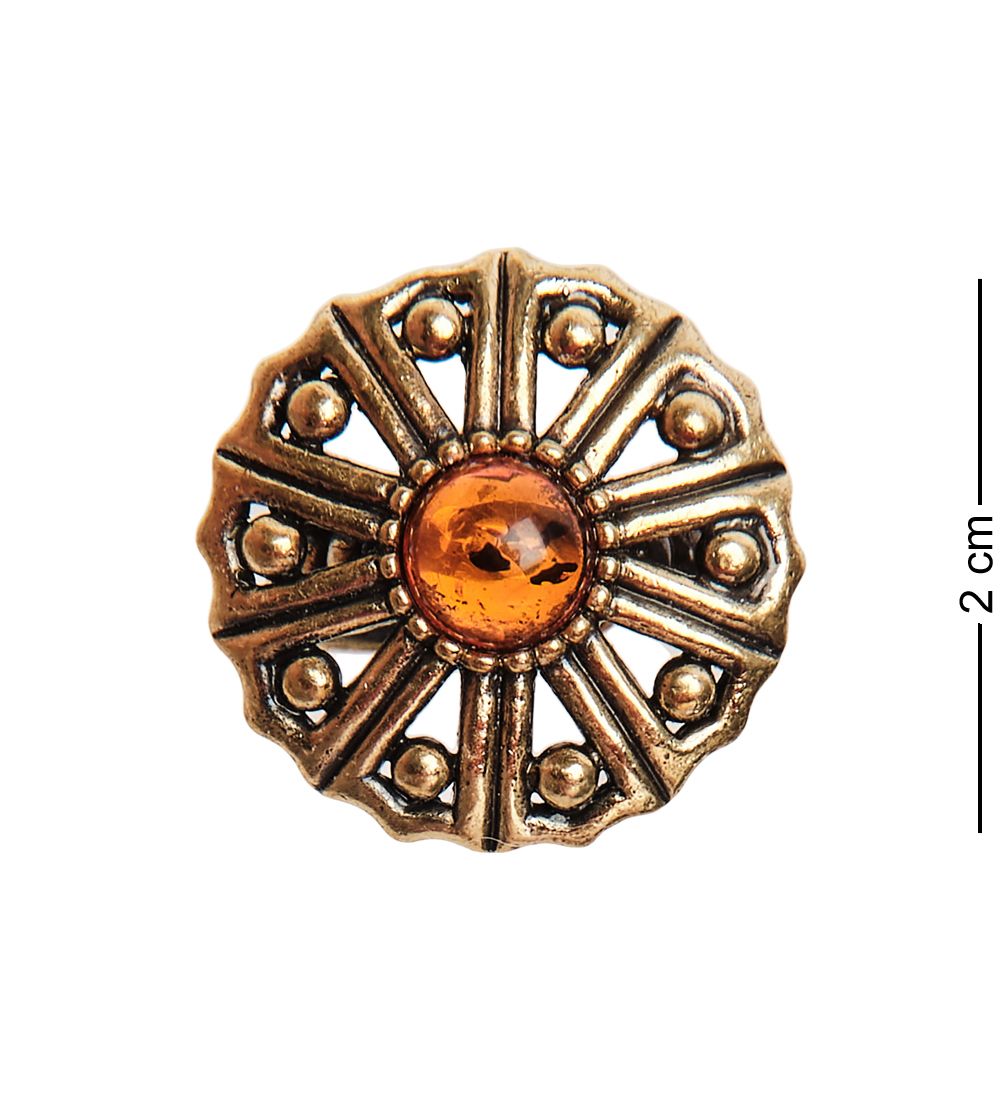 AM-2660 Кольцо «Веер» (латунь, янтарь)