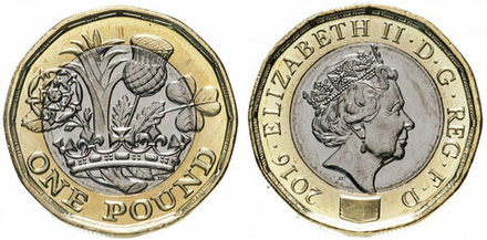 Великобритания 1 фунт, 2016-2022 Елизавета II XF