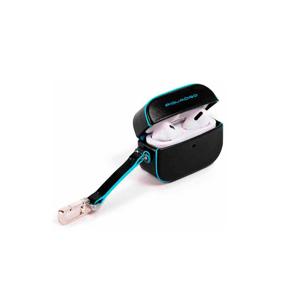 Чехол для наушников Piquadro Blue Square черный из натуральной кожи (AC5308B2/N)