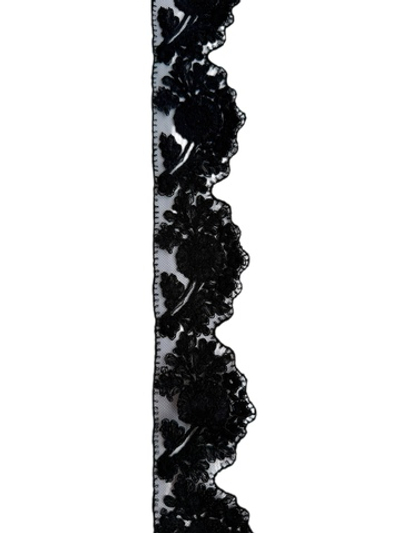 Кружево натуральное однотонное с вышивкой на мягкой сетке ш - 3-5см Франция 1м