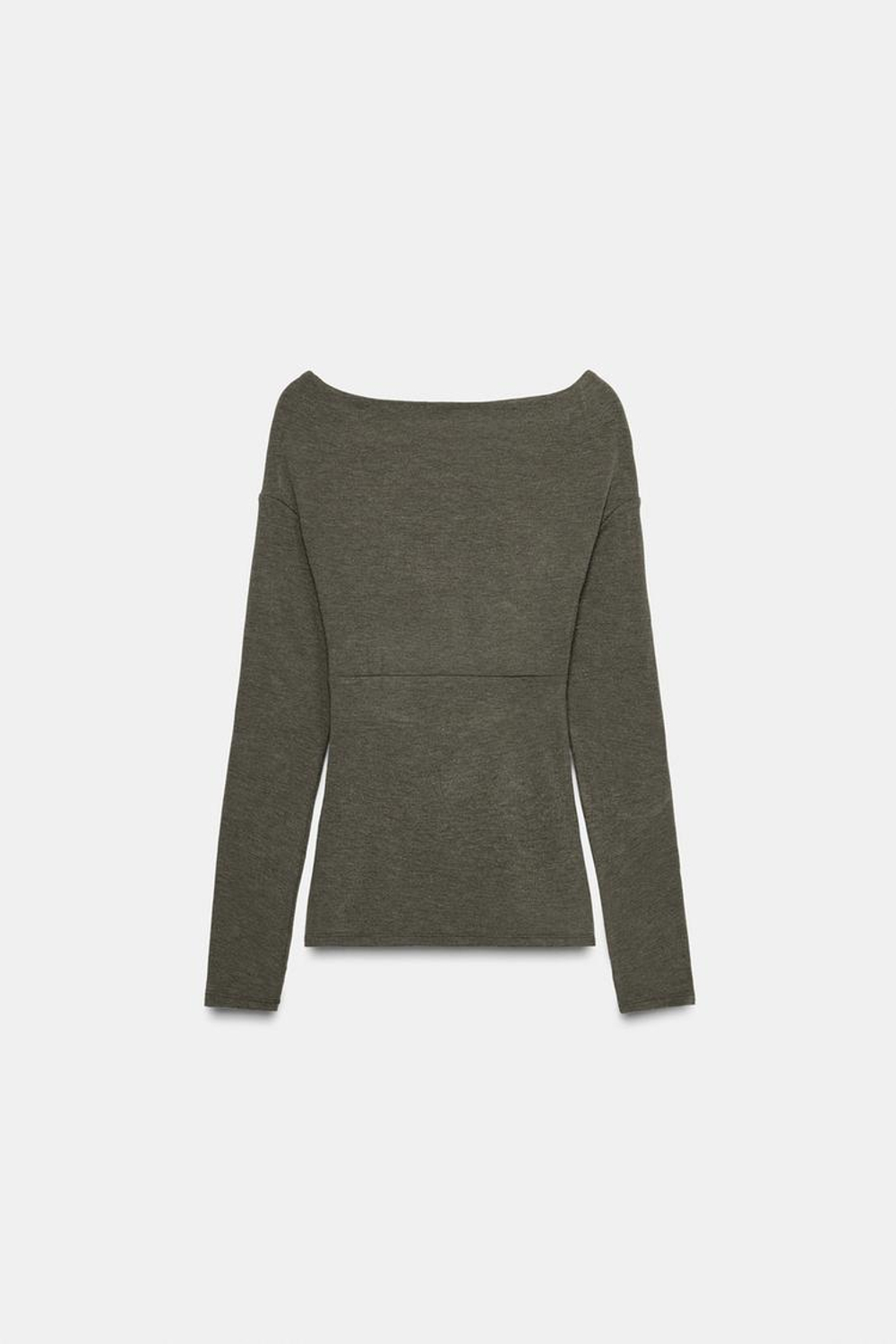 ZARA ТОП С ДРАПИРОВКОЙ И ПЕРЕКРЕСТНЫМ ВЫРЕЗОМ, ЗЕЛЕНЫЙ МЕЛАНЖ