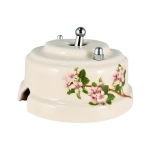 Тумблерный ретро выключатель фарфоровый розовые цветы Leanza Fiori Rosa ВР1Р / 1 Группа света, проходной