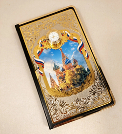 Ежедневник А6 «Москва» с часами  в подарочном футляре с накладкой (Златоуст)