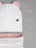 Шапка для девочек осенняя, с ушками и снудом