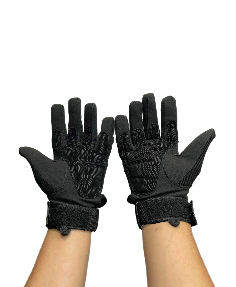Перчатки полнопалые со вставкой, Черные