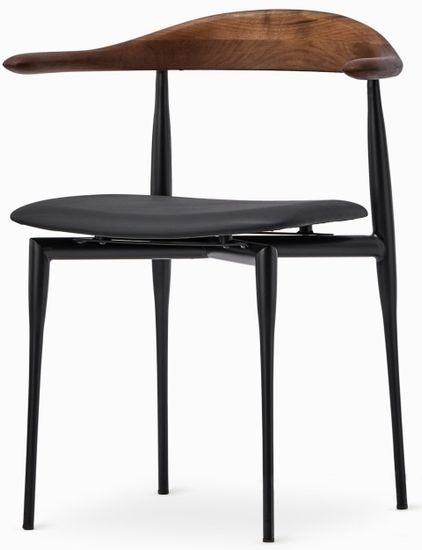 Обеденный стул Olten стальной каркас, сиденье черная экокожа, деревянная спинка