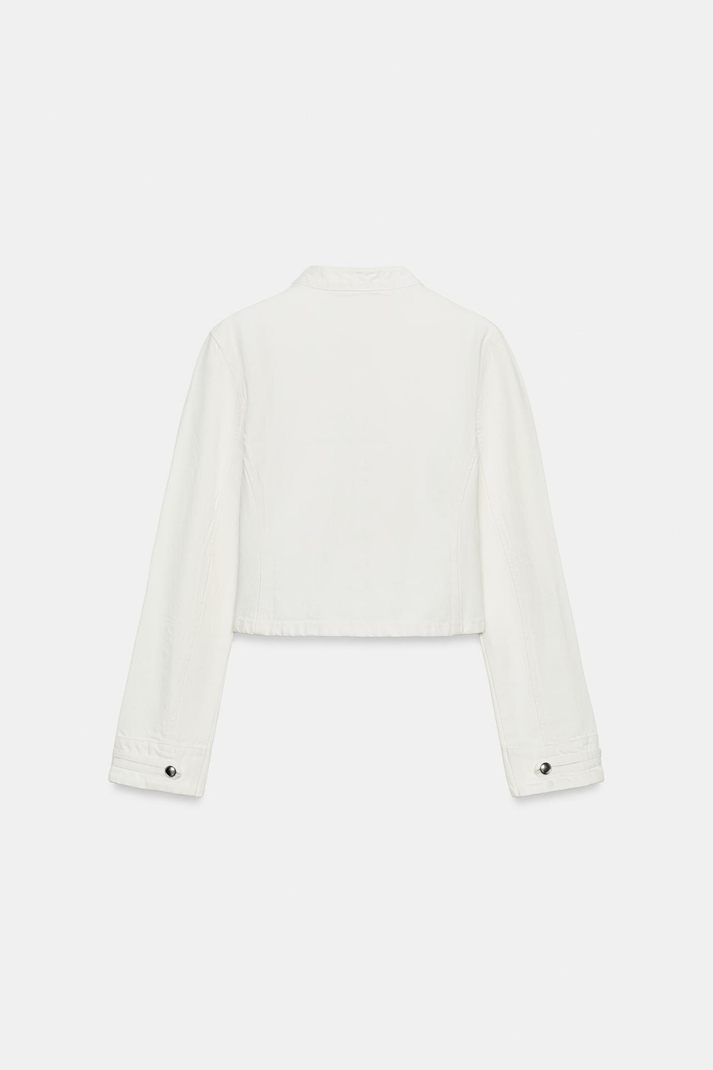 ZARA ПРИТАЛЕННАЯ ДЖИНСОВАЯ КУРТКА TRF НА ПУГОВИЦАХ, ЖЕЛТОВАТО-БЕЛЫЙ