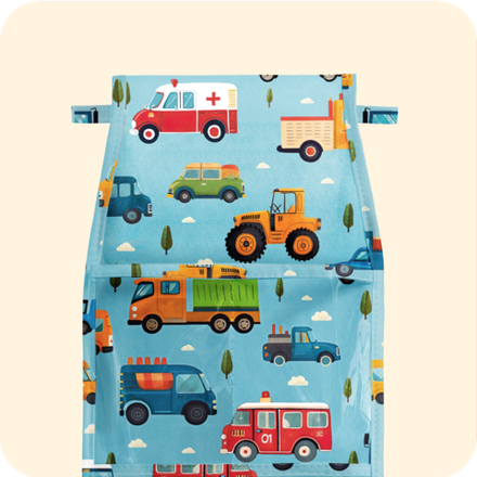 Кармашки в садик 83х24 Машинки принт