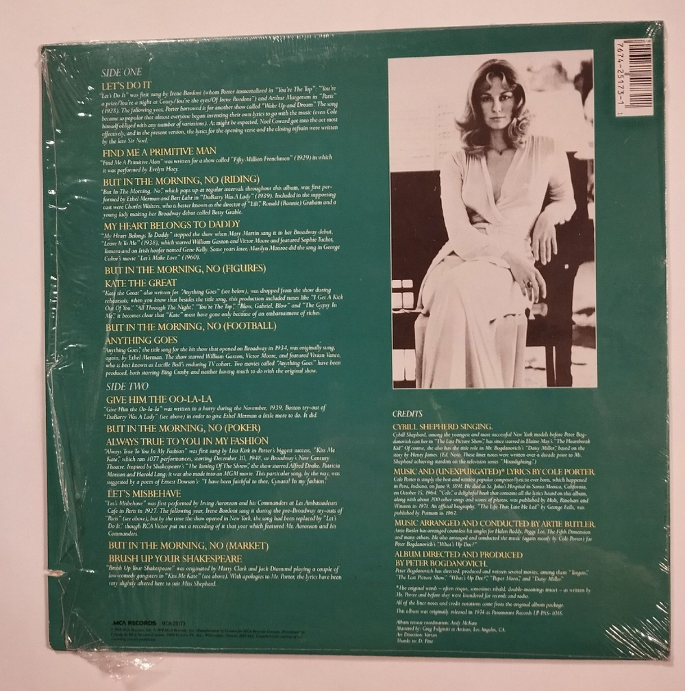 Винтажная виниловая пластинка LP Cybill Shepherd Cybill Does It To Cole Porter (USA 1980)