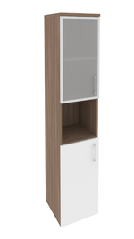 Шкаф-пенал с 2 комплектами дверей, стеклом в раме и нишей Onix