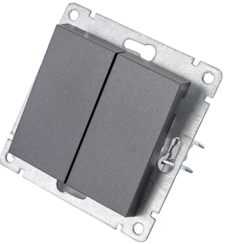 Выключатель двухклавишный UNIVersal серия афина, с/у, 10а, 220в, графит A0023-Gr