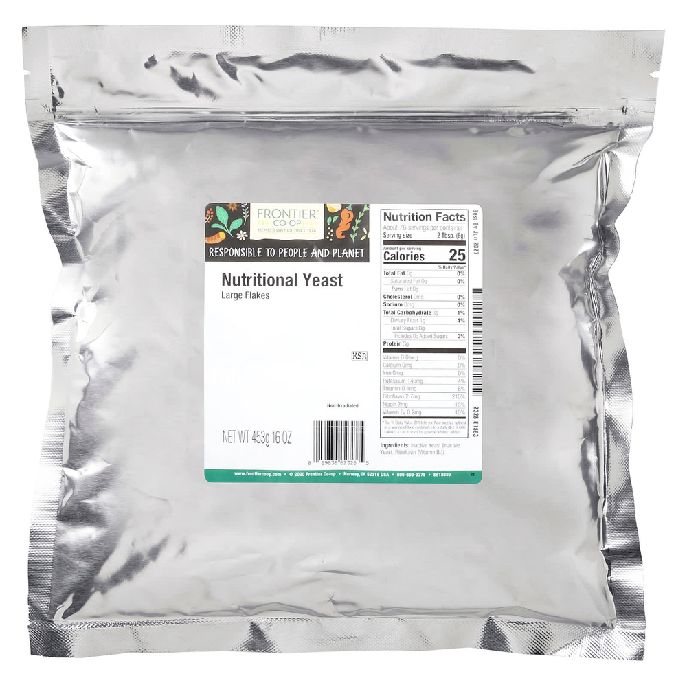 Frontier Co-op, Пищевые дрожжи, большие хлопья, 453 г (16 унций)
