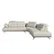 Угловой диван с правым шезлонгом 6244 из светло-серой кожи