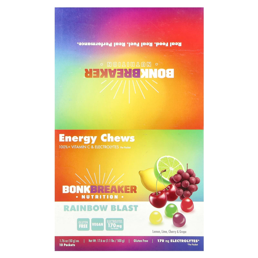 Bonk Breaker, Energy Chews, Rainbow Blast, 10 пакетиков по 50 г (1,76 унции)