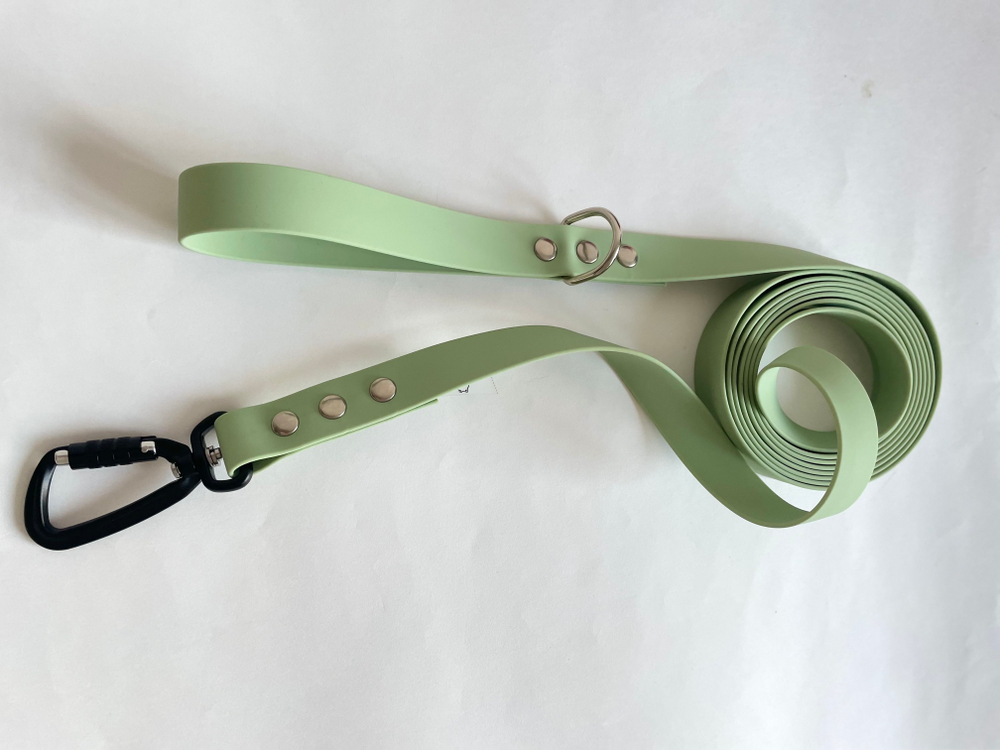 Поводок для собак усиленный с авиационным карабином из Биотана , 25 мм, 10 м , Оливковый