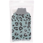 Мочалка - варежка скрaабирующая «Premium - LEOPARD», цвет голубой, 24*15см (ZIPпакет)
