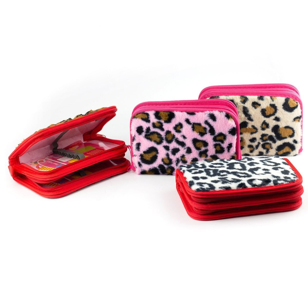 Пенал 2 отделения Alingar, искусственный мех, молния, 115 х 190 мм, "Леопард", леопардовые пятна