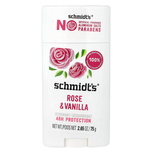 Schmidt's, дезодорант, роза и ваниль, 75 г (2,65 унции)