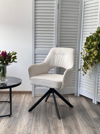 Стул GUARA 180 град. поворот. цвет бежево-белый RAVEN 22 / черный каркас