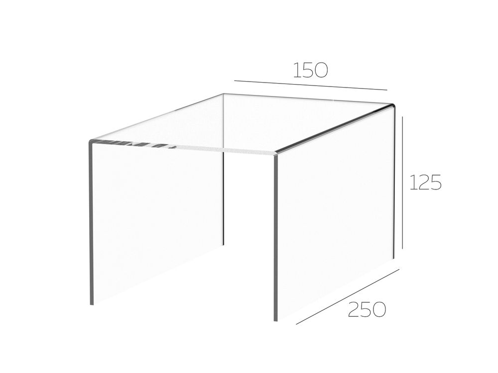 Подставка П-образная, подиум для выставки, 150х250х125мм, комплект 2шт , прозрачное оргстекло
