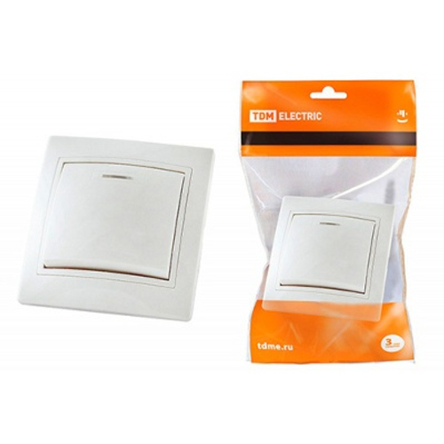 Выключатель 1-кл с подсветкой белый Таймыр 10А 220В TDM