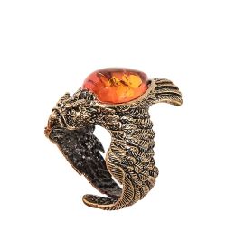 AM-2481 Кольцо «Орел полет свободы» (латунь, янтарь)
