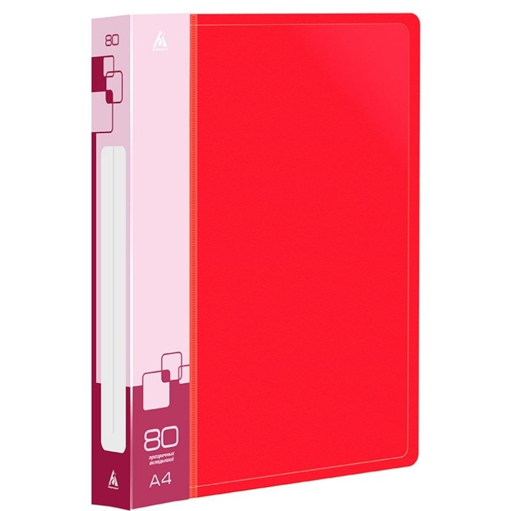 Папка с файлами Бюрократ на 80 вкладышей, 800 мкм, красная
