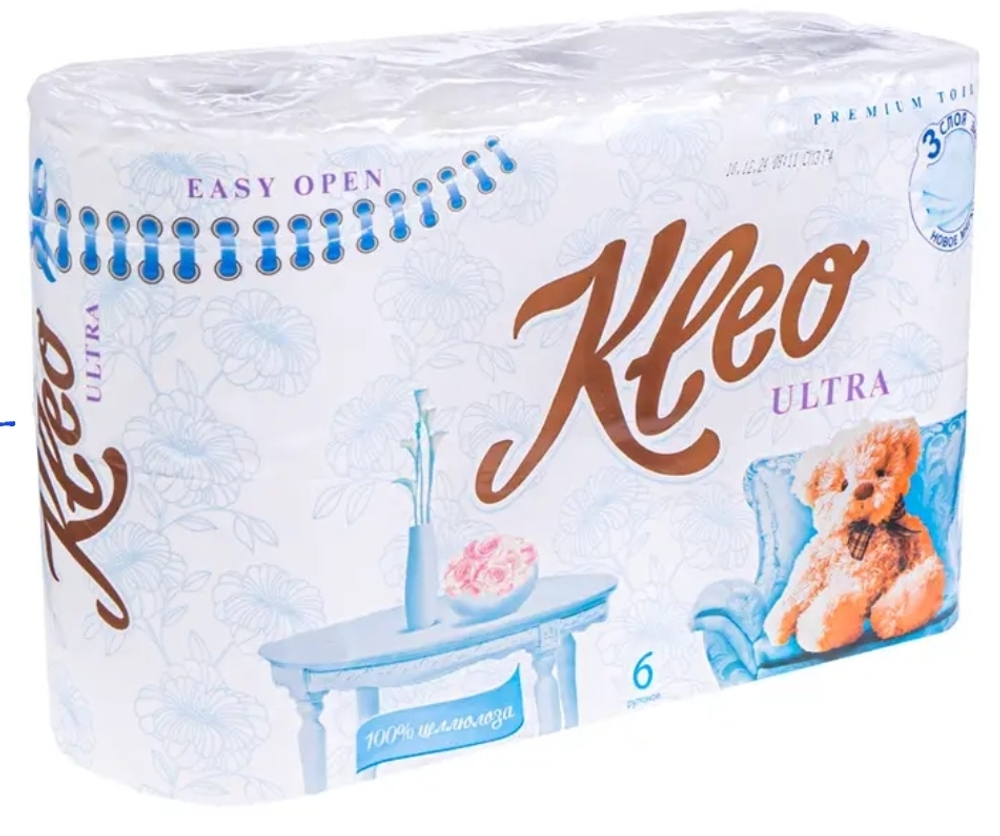 Туалетная бумага KLEO, 3 слоя, 6 рулонов
