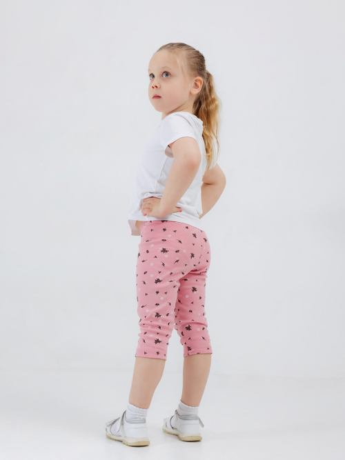 Бриджи для девочки, модель №1, рост 104 см, пудровые с принтом