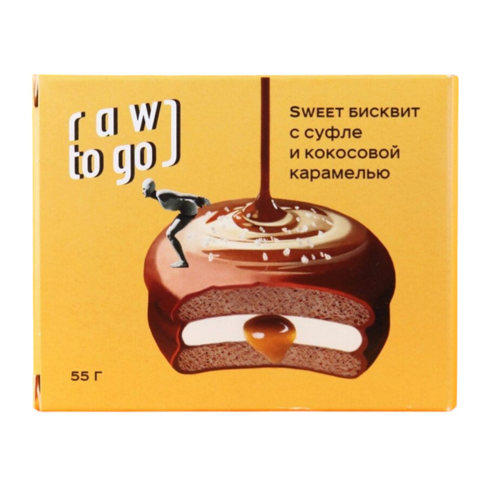 Sweet бисквит с соленой карамелью Raw to go, 55 г