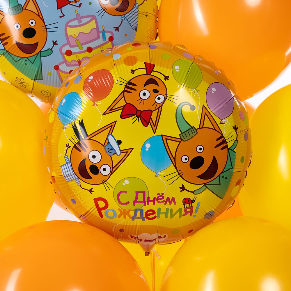 Шар (18''/46 см) Круг, Три Кота, Играем вместе, 1 шт. в уп.