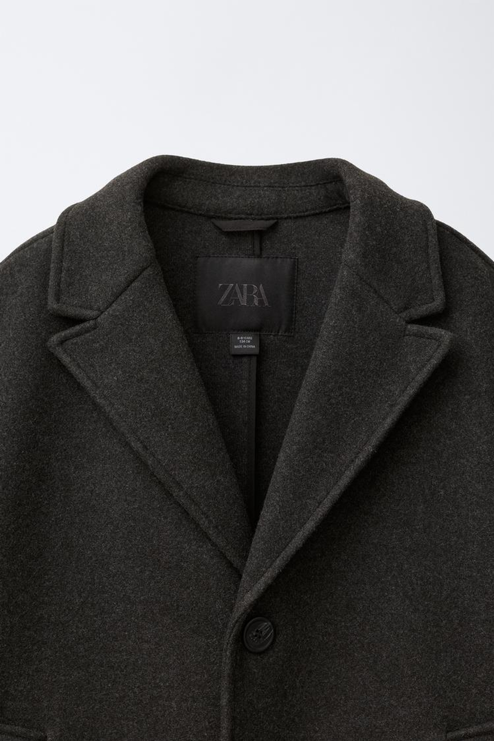 ZARA ДЛИННОЕ ПАЛЬТО ИЗ СИНТЕТИЧЕСКОЙ ШЕРСТИ, АНТРАЦИТОВО-СЕРЫЙ