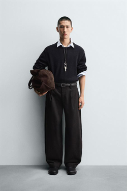 ZARA ДЖИНСЫ BALLOON FIT С ЗАЩИПАМИ, ШОКОЛАДНЫЙ