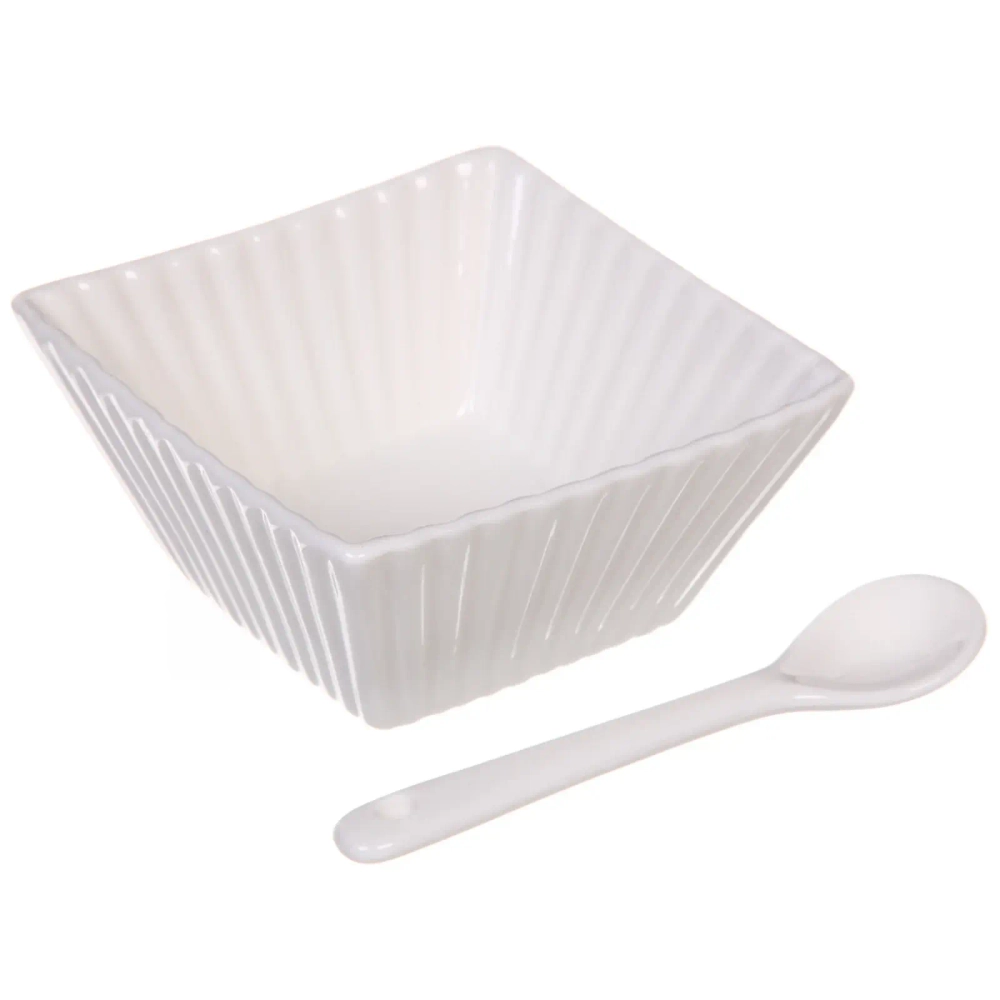 Набор соусников «White magic» 4шт с ложками «Квадраты»