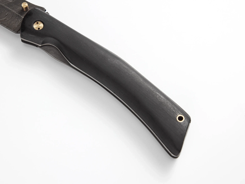 Складной нож "Скелетон", дамасская сталь, рукоять черный мореный граб