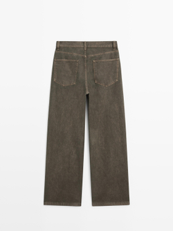 Massimo Dutti Джинсы с широкими штанинами, темный хаки
