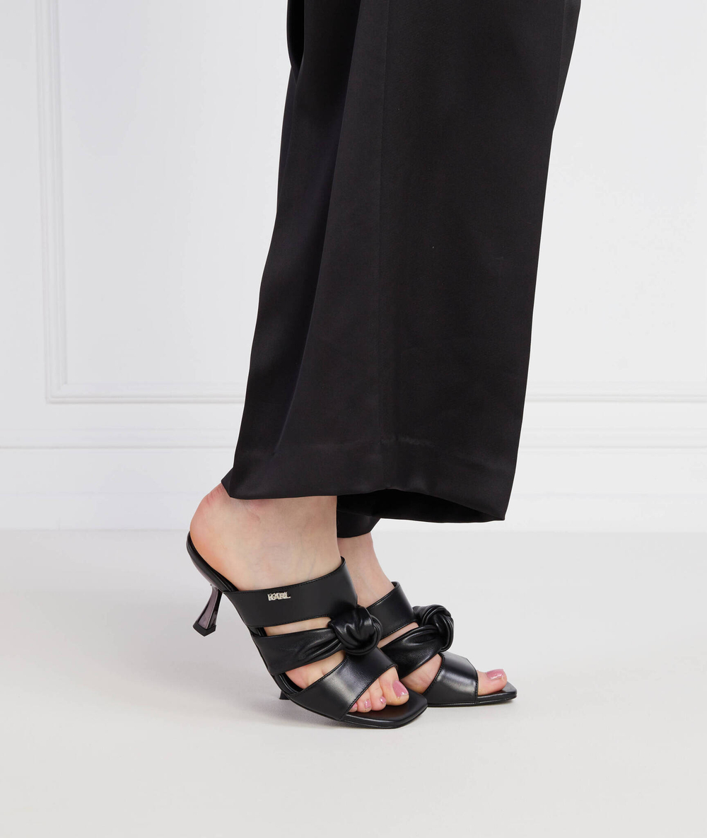 Кожаные шлепки panache triple strap Karl Lagerfeld - черный(KL30126)