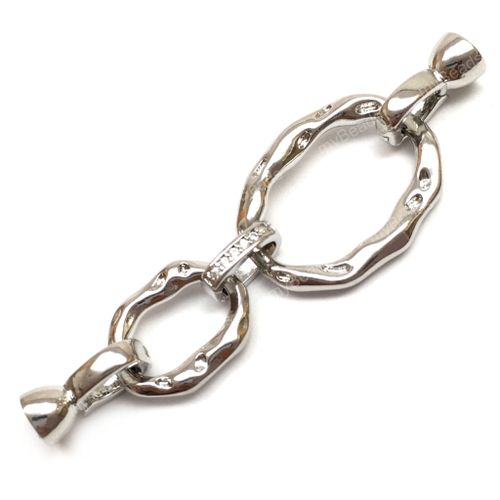 Замок с фианитами "Овалы" 52х17 мм, родий